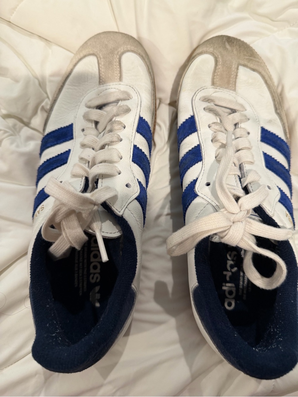 Adidas Originals Samba Leather Sneakers White Blue Gum Sole Women’s - Picture 2 of 4